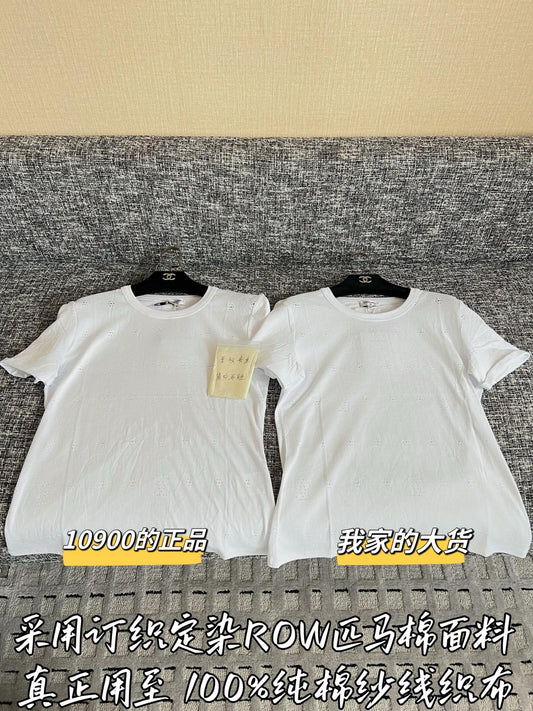 Timo / Chanel White Lace Hole Short Sleeve T-shirt