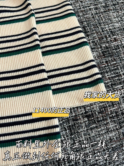 티모 / 미우미우 그린 스트라이프 니트 반팔