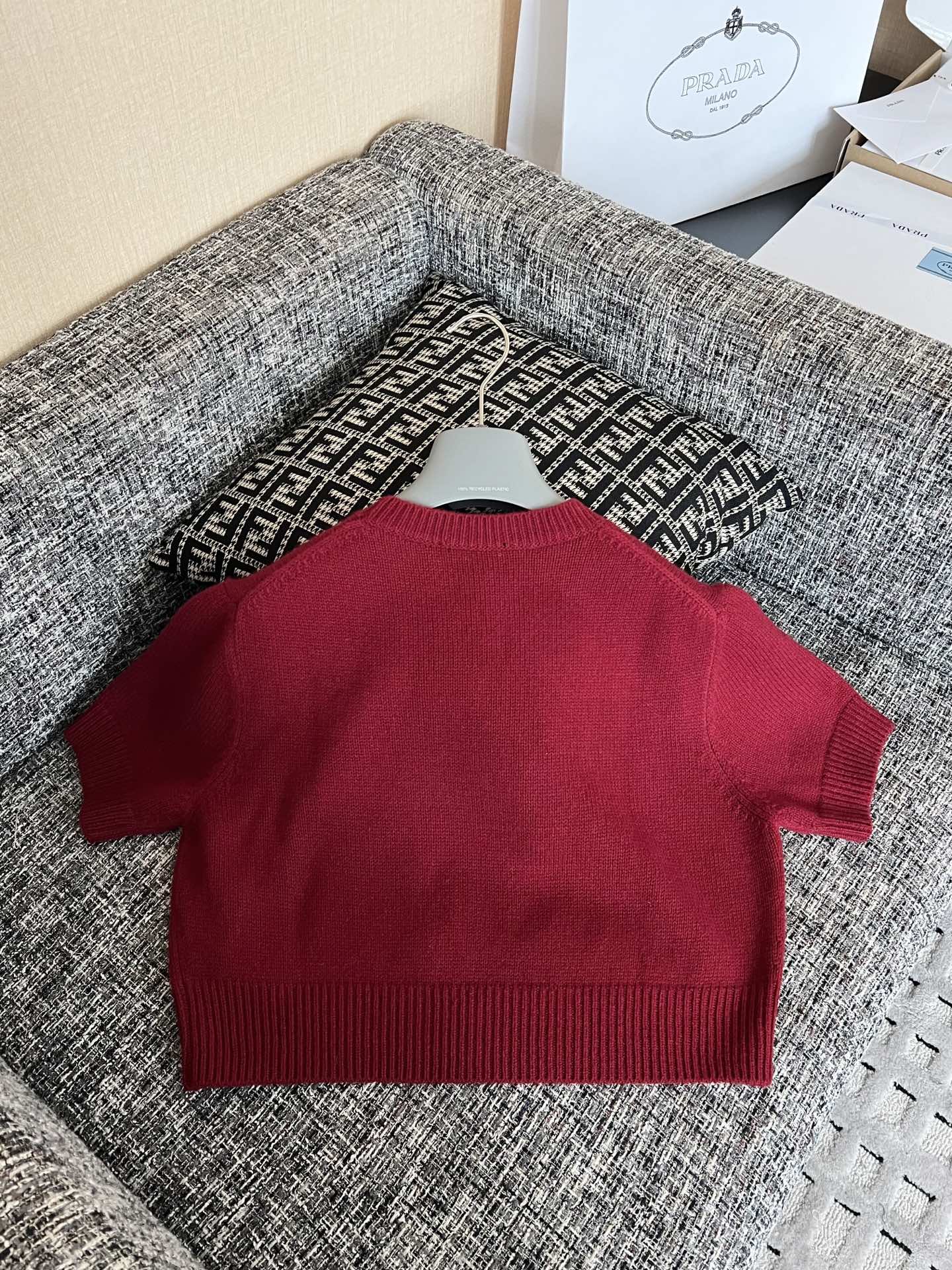TMO / Prada Logo Embroidered Knit Short Sleeve