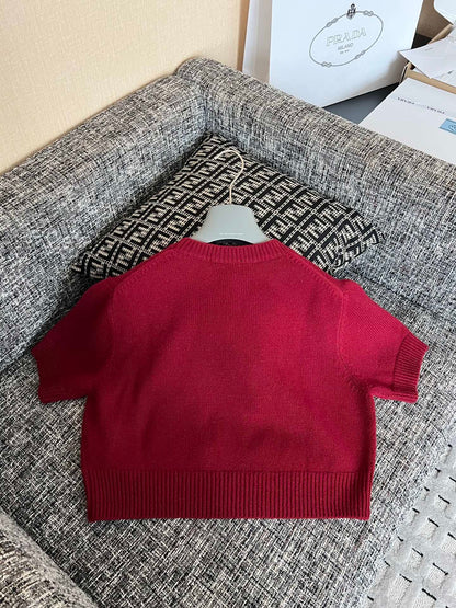TMO / Prada Logo Embroidered Knit Short Sleeve