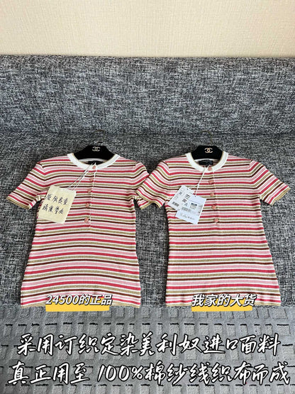 Timo / Chanel 26 Early Spring New Collection Striped Short Sleeve