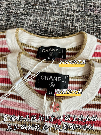 Timo / Chanel 26 Early Spring New Collection Striped Short Sleeve