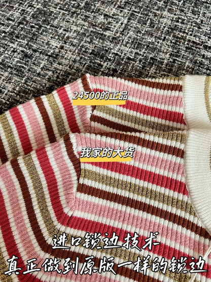 Timo / Chanel 26 Early Spring New Collection Striped Short Sleeve