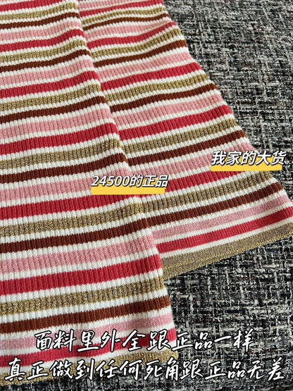 Timo / Chanel 26 Early Spring New Collection Striped Short Sleeve