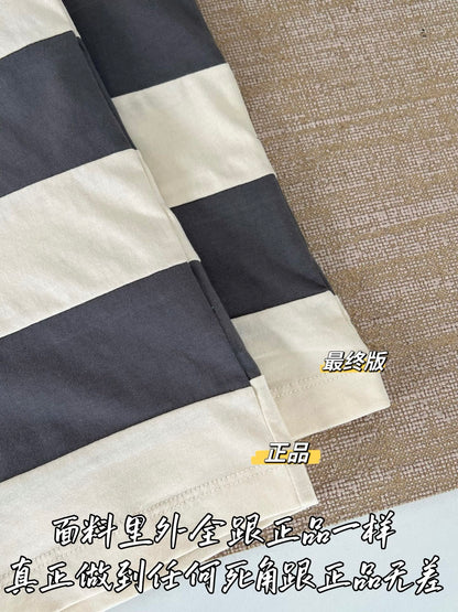 Timo / Miu Miu Gray-White Striped Short Sleeve
