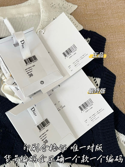 Timo / Dior 레이스 칼라 스트라이프 조끼