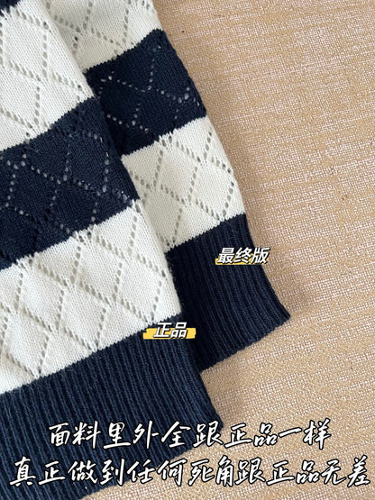 Timo / Dior 레이스 칼라 스트라이프 조끼