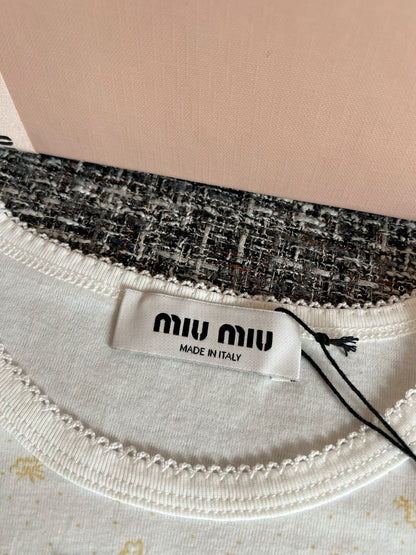 Timo / Miu Miu Yellow Floral Print Short Sleeve