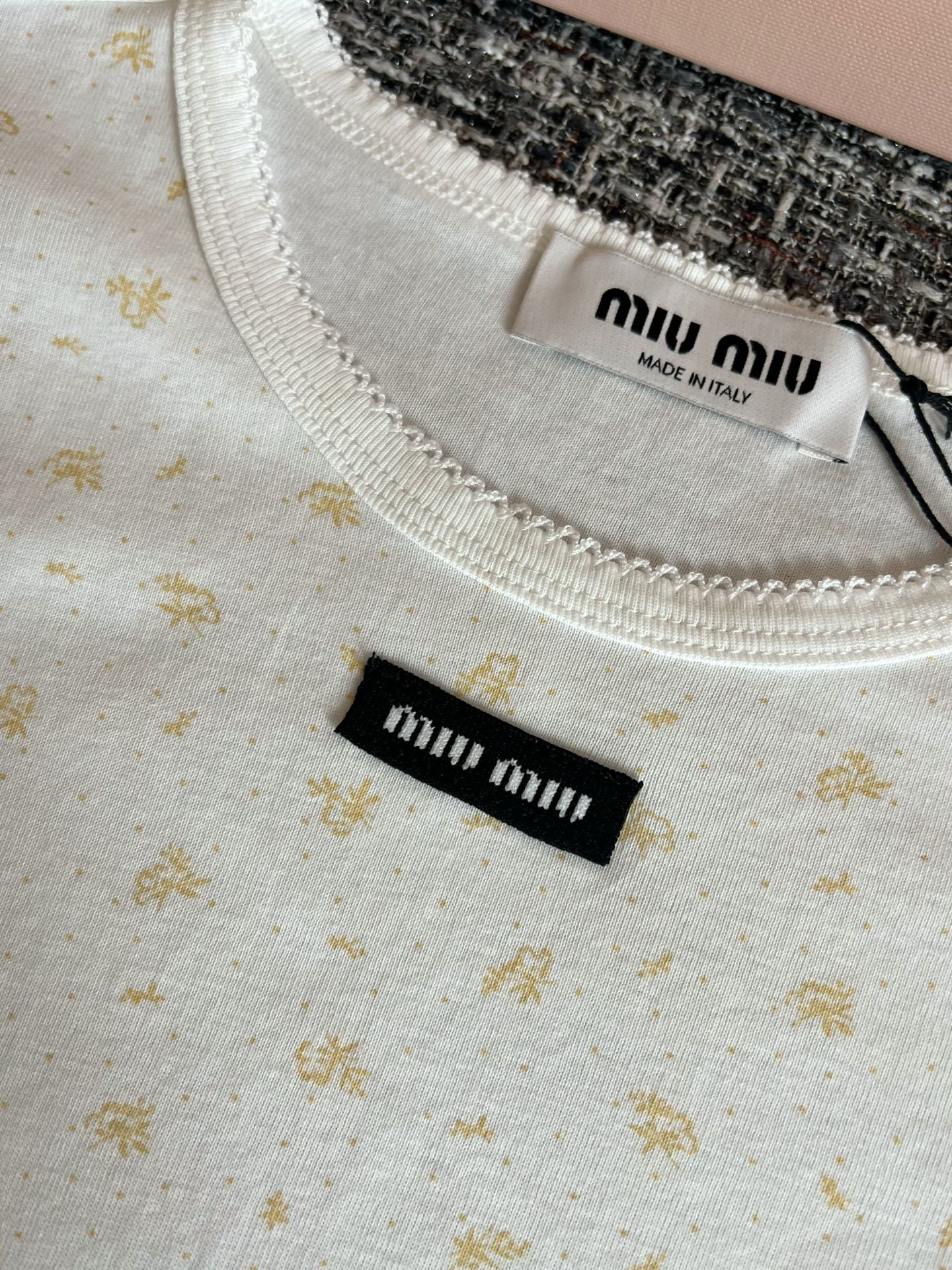 Timo / Miu Miu Yellow Floral Print Short Sleeve