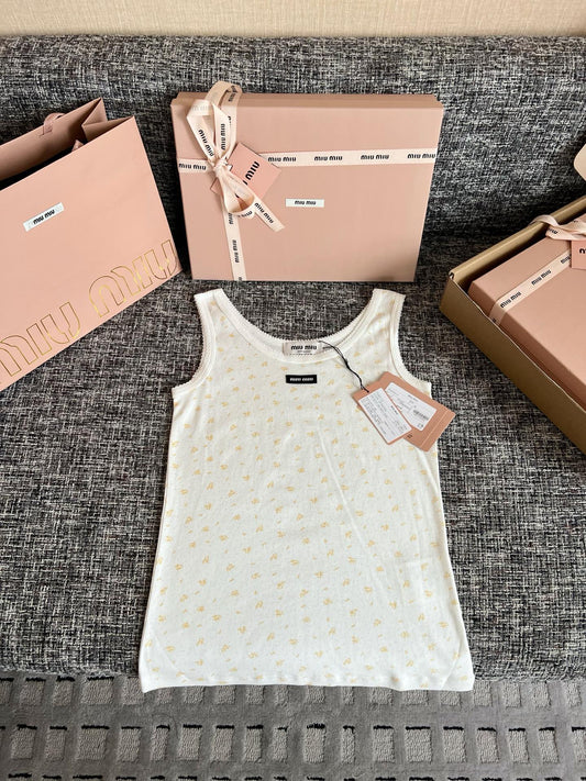 Timo / Miu Miu Yellow Floral Print Vest