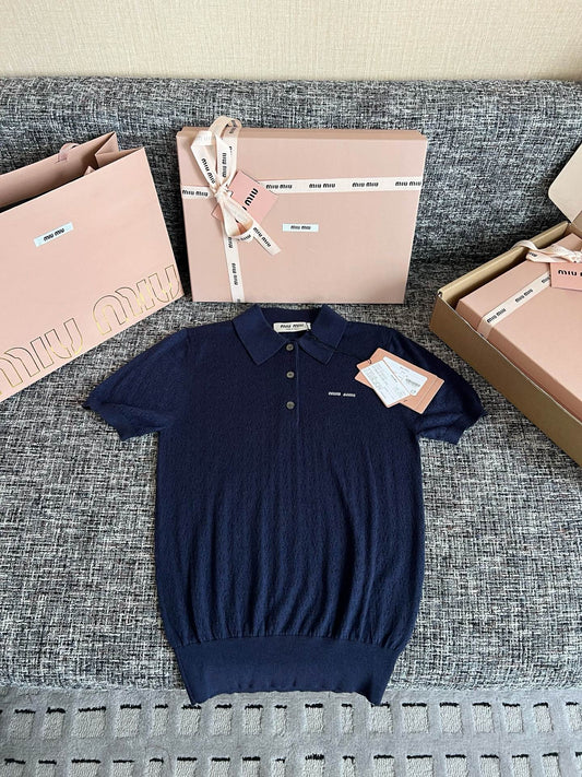 Timo / Miu Miu Blue Knit Polo