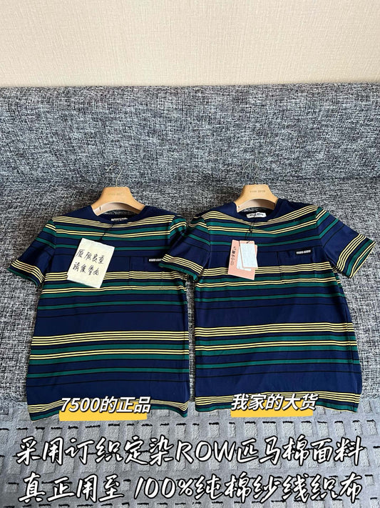 Timo / Miu Miu Navy Contrast Stripe T-Shirt
