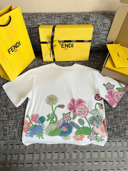 티모 / 펜디 꽃 나비 프린트 반팔 티셔츠