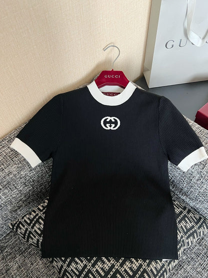 Timo / Gucci Double G Flocking Short-Sleeved T-Shirt
