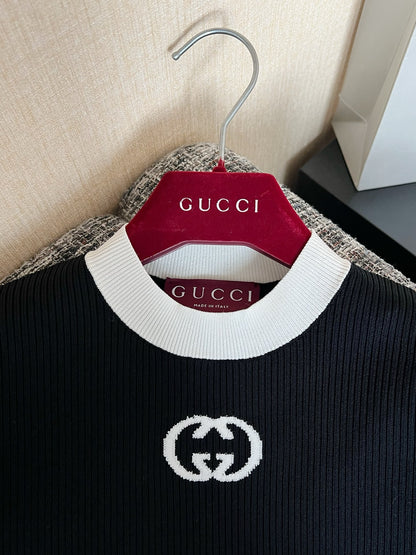 Timo / Gucci Double G Flocking Short-Sleeved T-Shirt