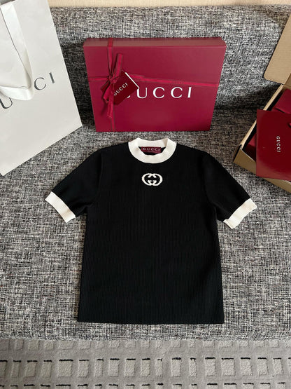 Timo / Gucci Double G Flocking Short-Sleeved T-Shirt