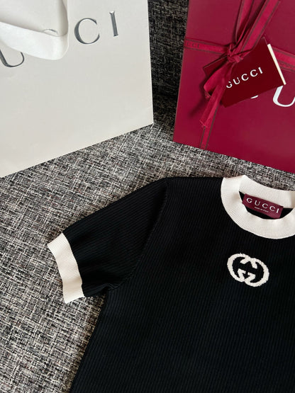 Timo / Gucci Double G Flocking Short-Sleeved T-Shirt