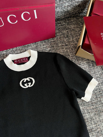 Timo / Gucci Double G Flocking Short-Sleeved T-Shirt