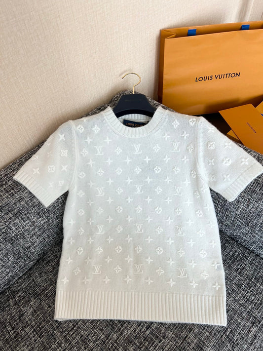 Timo / Louis Vuitton Monogram Embroidered Knit Short-Sleeve T-Shirt