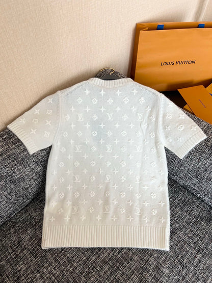 Timo / Louis Vuitton Monogram Embroidered Knit Short-Sleeve T-Shirt