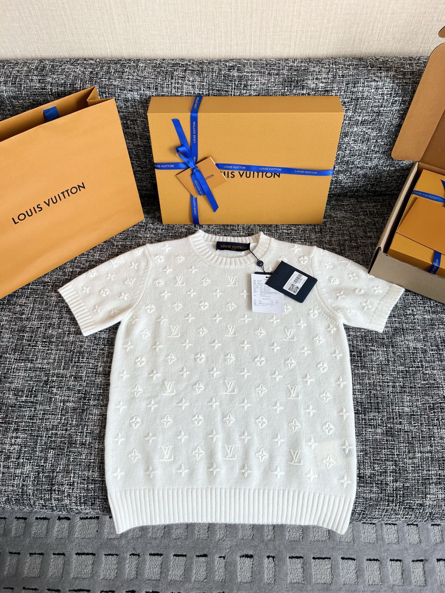 Timo / Louis Vuitton Monogram Embroidered Knit Short-Sleeve T-Shirt