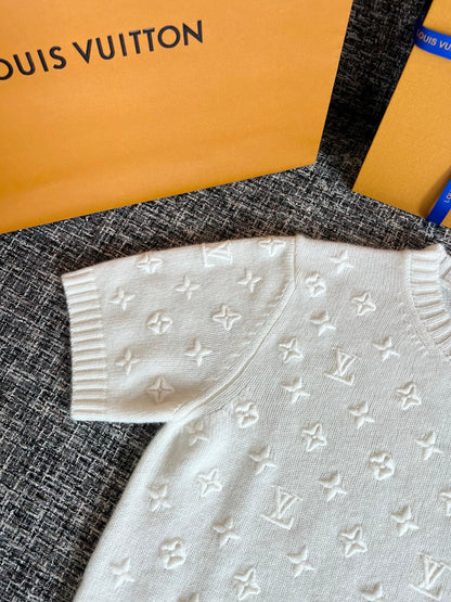 Timo / Louis Vuitton Monogram Embroidered Knit Short-Sleeve T-Shirt