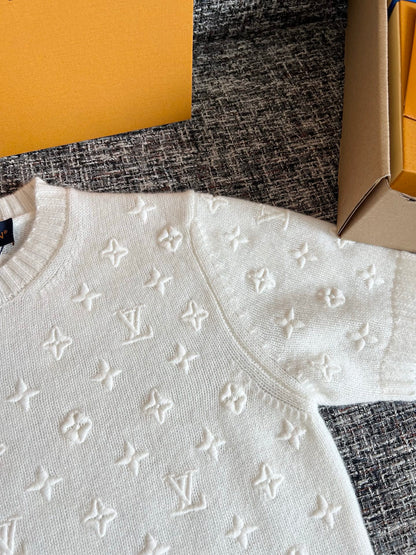 Timo / Louis Vuitton Monogram Embroidered Knit Short-Sleeve T-Shirt