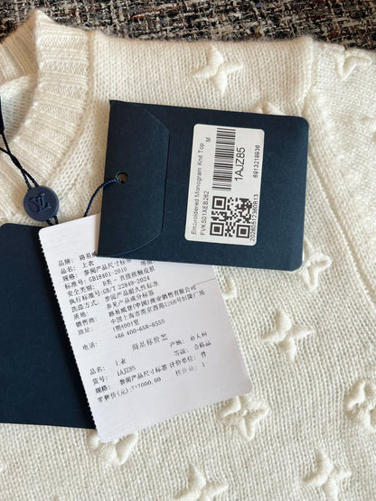 Timo / Louis Vuitton Monogram Embroidered Knit Short-Sleeve T-Shirt