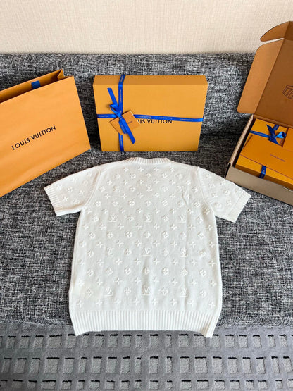 Timo / Louis Vuitton Monogram Embroidered Knit Short-Sleeve T-Shirt
