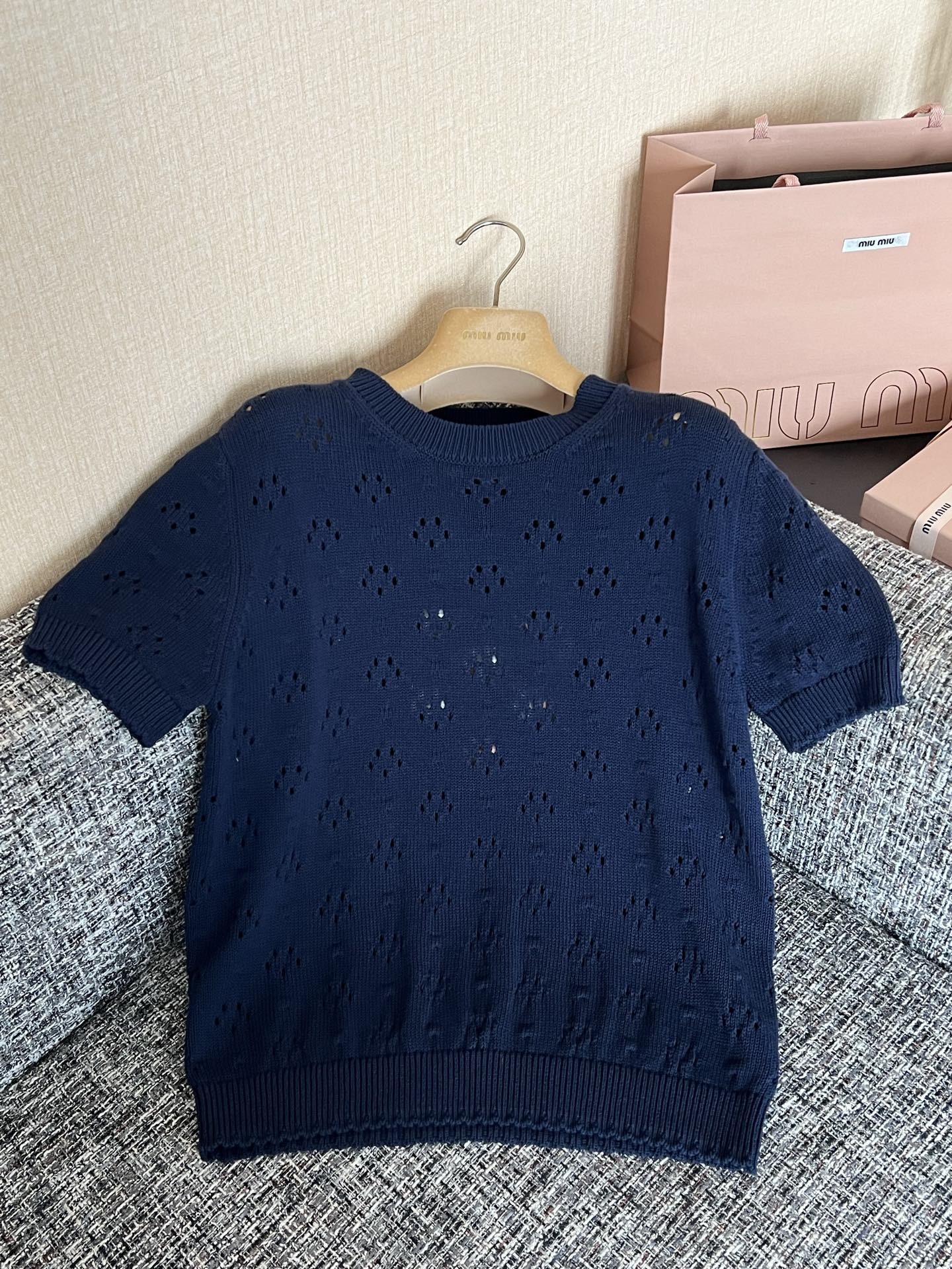 Timo / Miu Miu Lace Crochet Short-Sleeved T-shirt