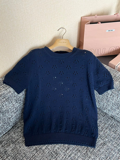 Timo / Miu Miu Lace Crochet Short-Sleeved T-shirt