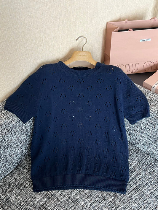 Timo / Miu Miu Lace Crochet Short-Sleeved T-shirt