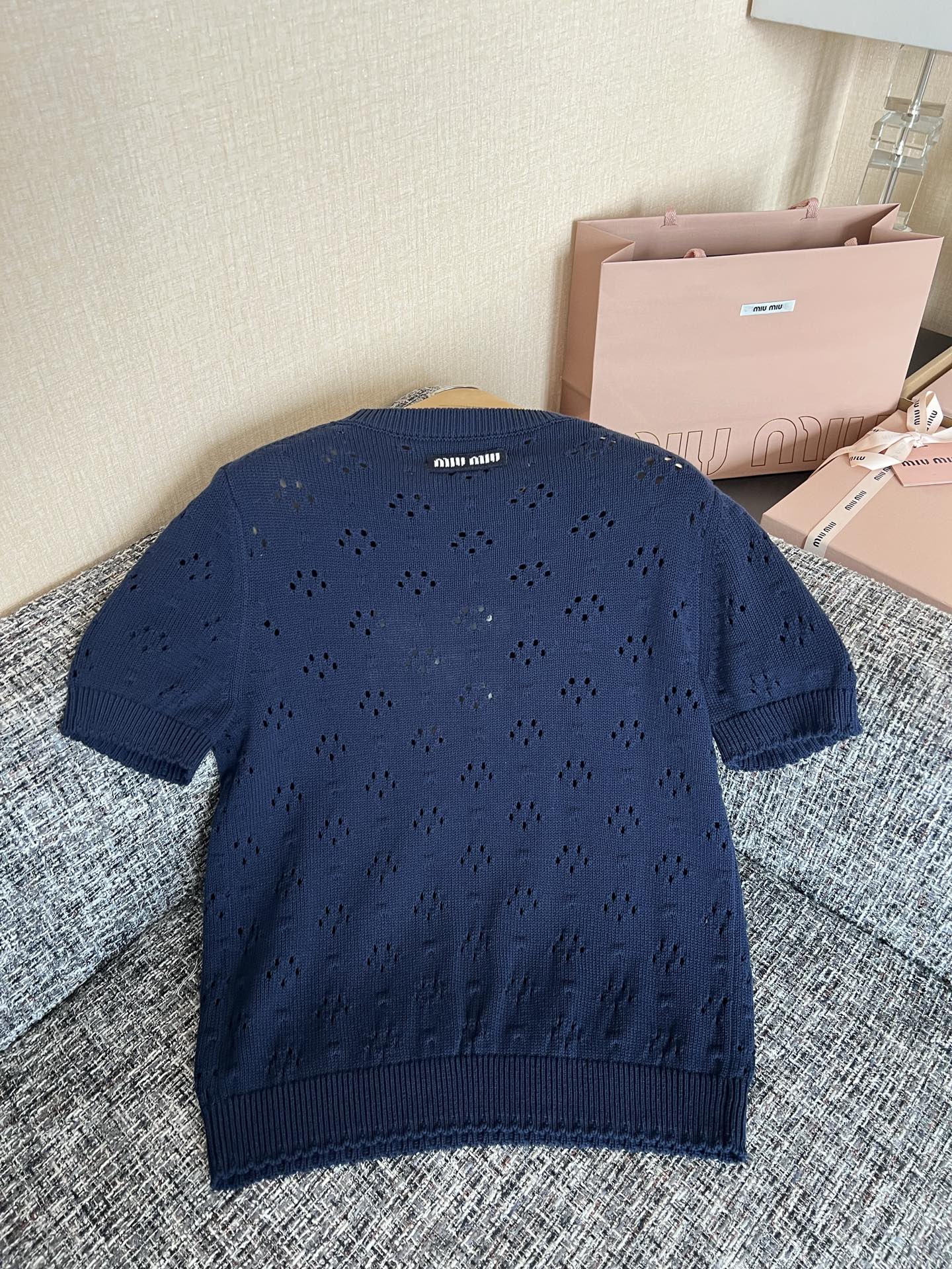 Timo / Miu Miu Lace Crochet Short-Sleeved T-shirt