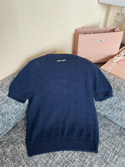 Timo / Miu Miu Lace Crochet Short-Sleeved T-shirt