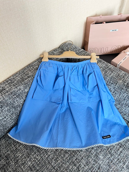 Timo / Miu Miu Blue Mini Skirt with Large Pockets