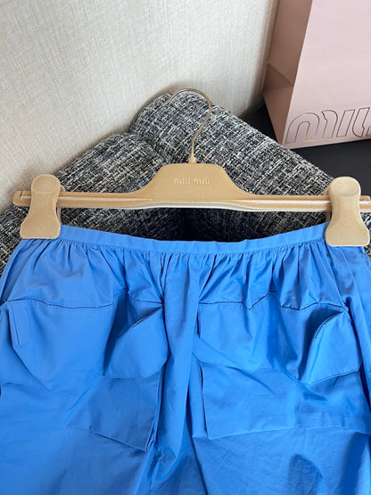 Timo / Miu Miu Blue Mini Skirt with Large Pockets
