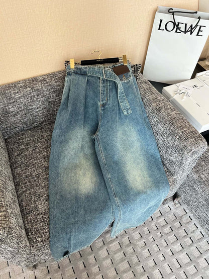 티모 / 로에베 주름 벨트 데님팬츠