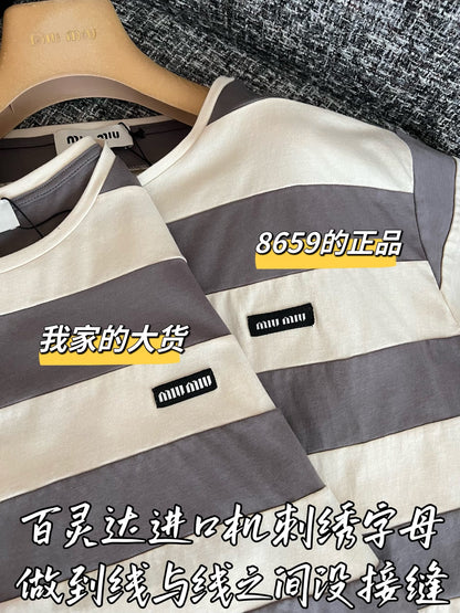 티모 / 미우미우 26SS 신상 스트라이프 쇼트슬리브 티셔츠
