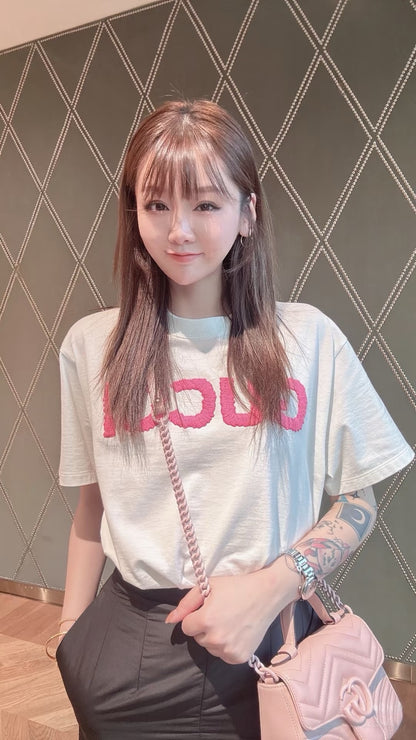 티모 / 구찌 분홍색 로고 반소매 티셔츠