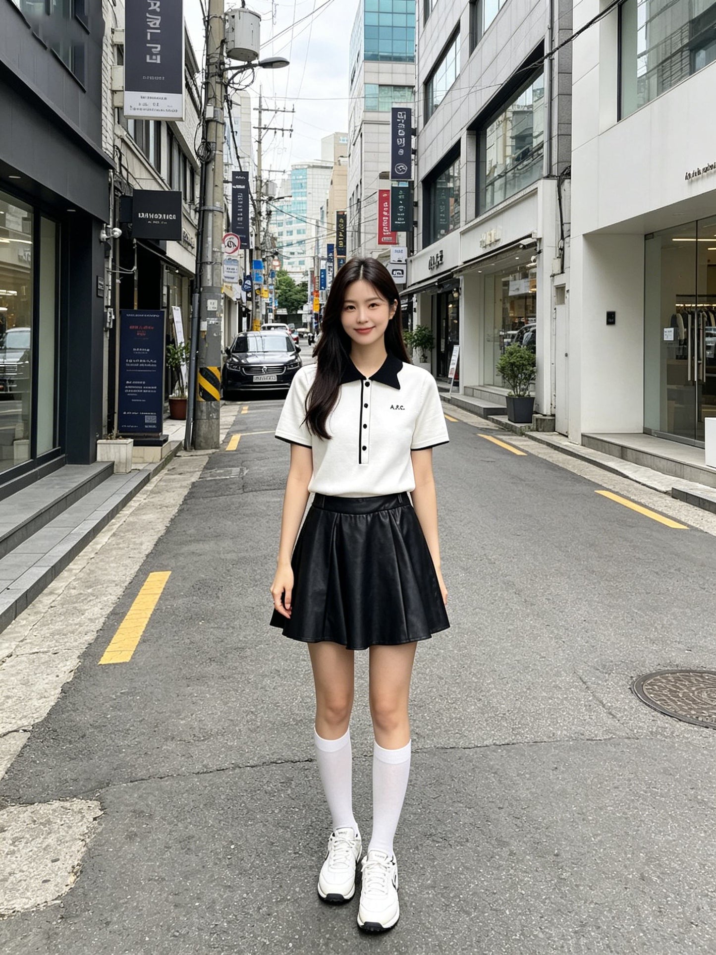 마이골프 / 골프 레이스 칼라 봄여름 니트