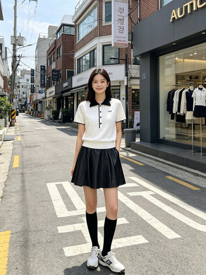 마이골프 / 골프 레이스 칼라 봄여름 니트