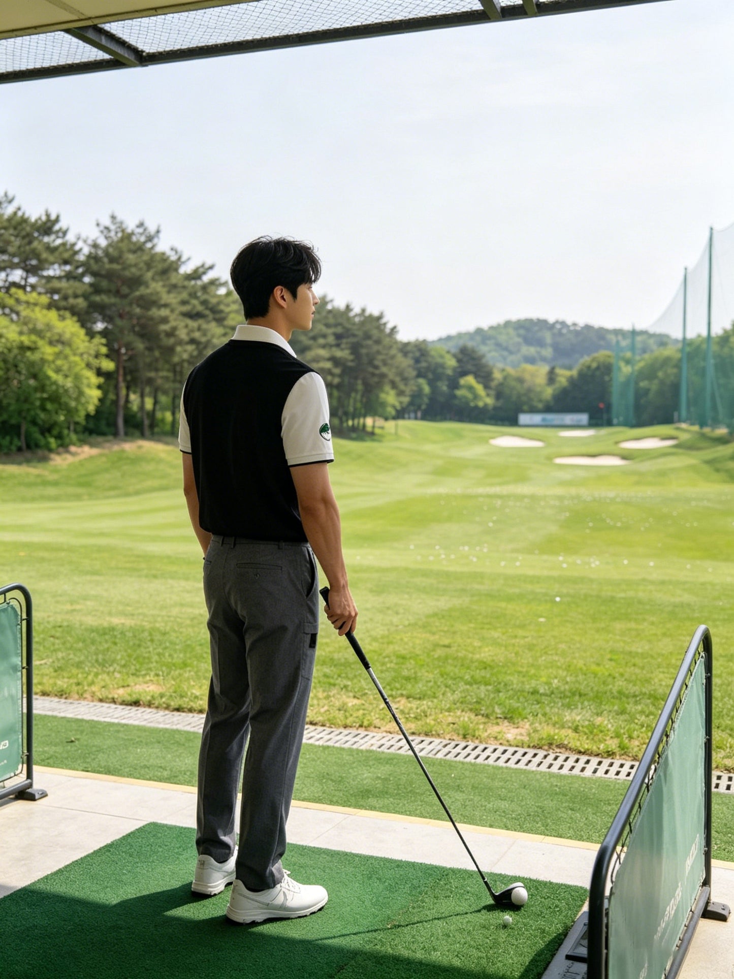마이골프 / 골프 봄 야외운동 캐주얼 보온 라운드넥 양조식 조끼 남성