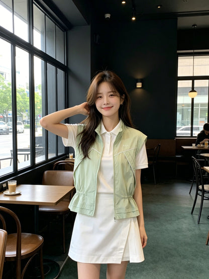 마이골프 / 골프 쿨링 소재 허리조절 스포츠 지퍼 조끼