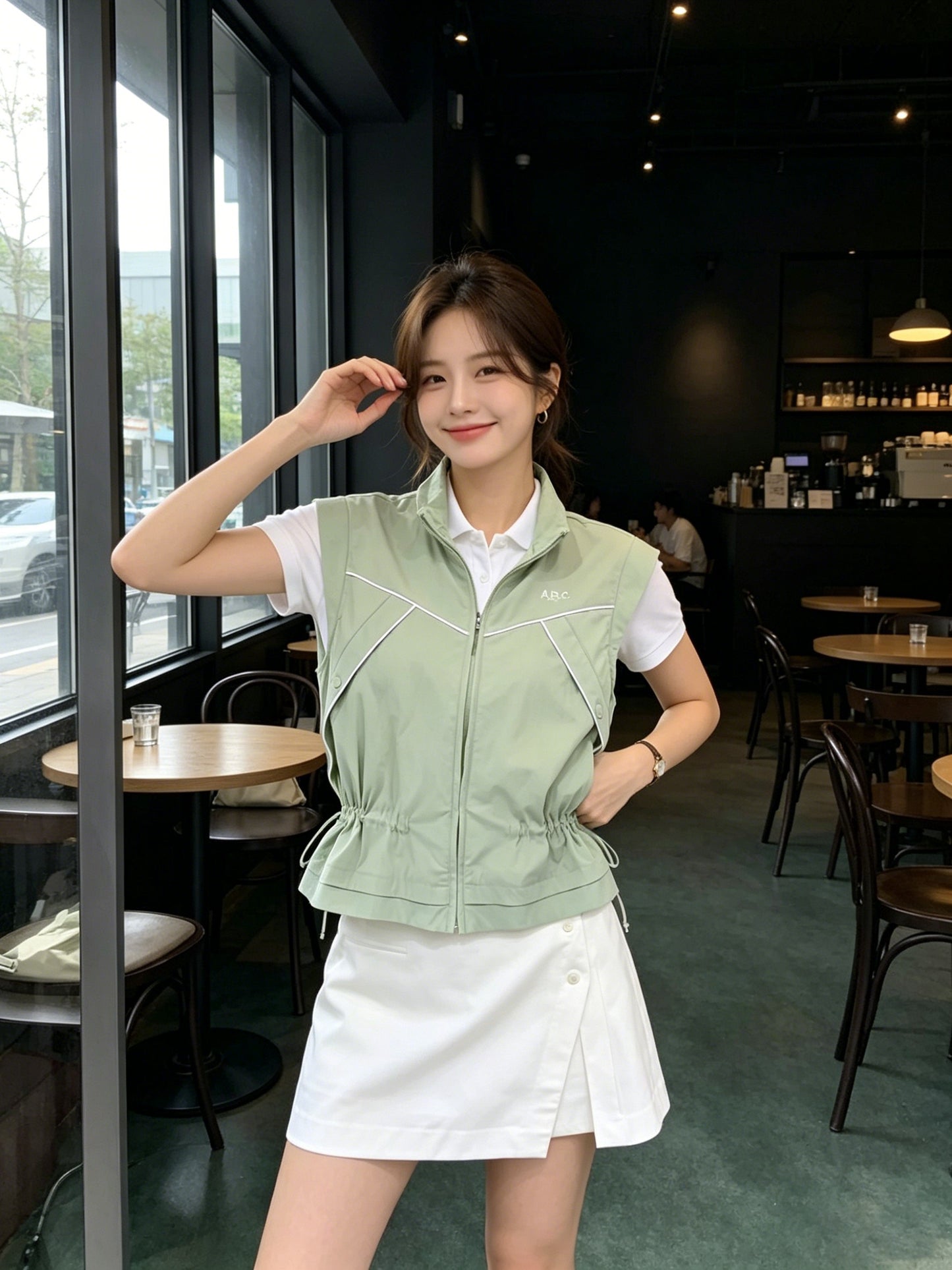 마이골프 / 골프 쿨링 소재 허리조절 스포츠 지퍼 조끼