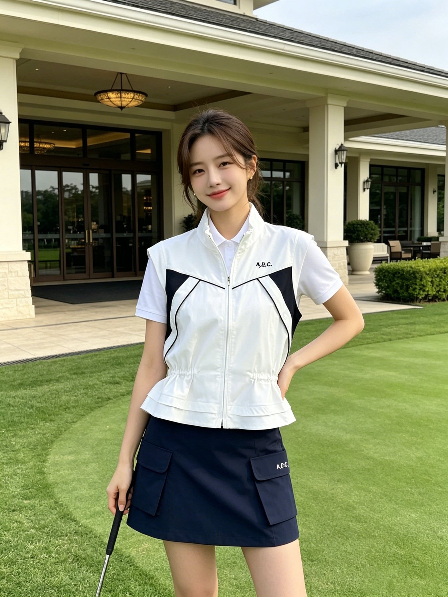 마이골프 / 골프 쿨링 소재 허리조절 스포츠 지퍼 조끼