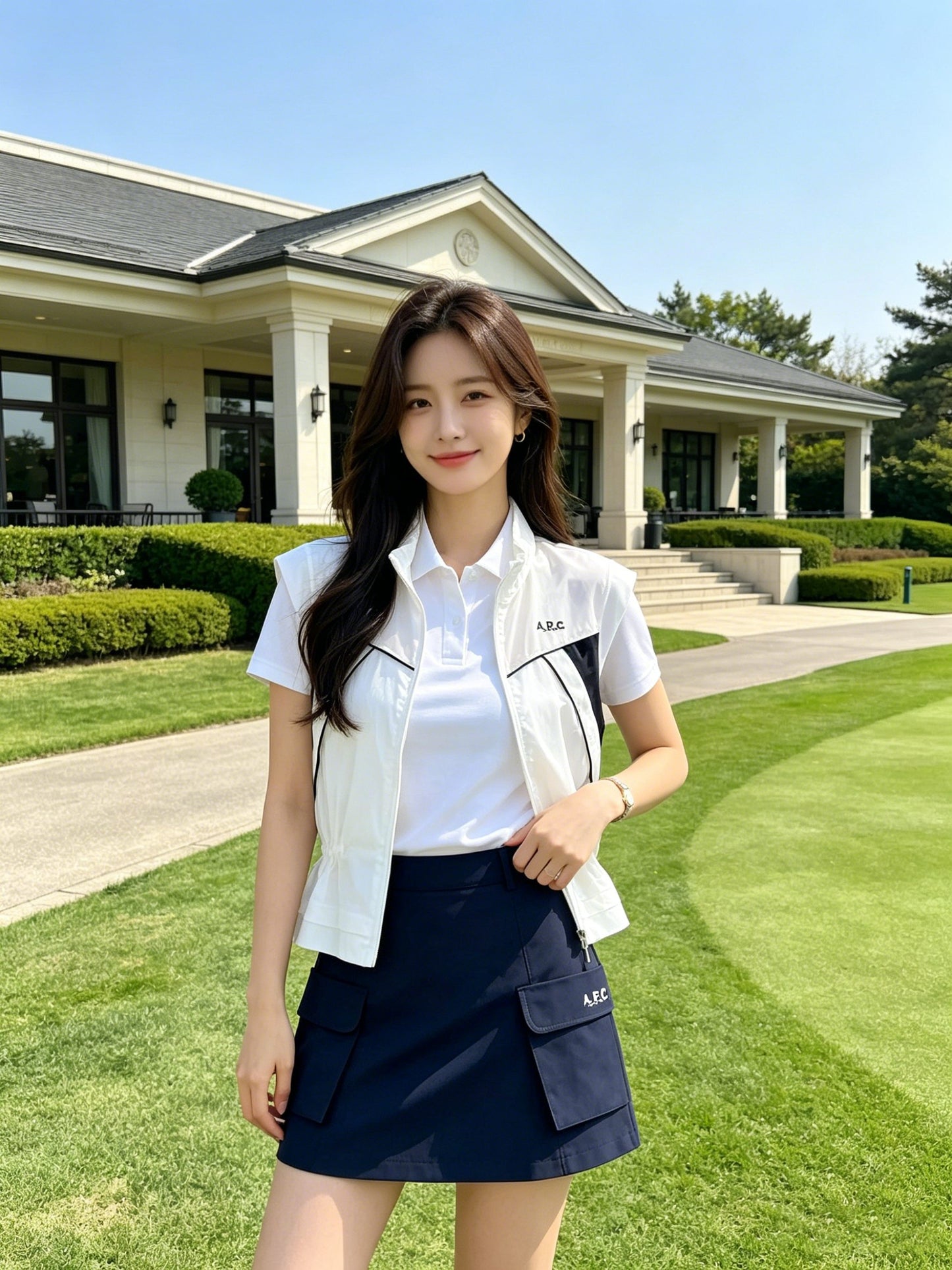 마이골프 / 골프 쿨링 소재 허리조절 스포츠 지퍼 조끼