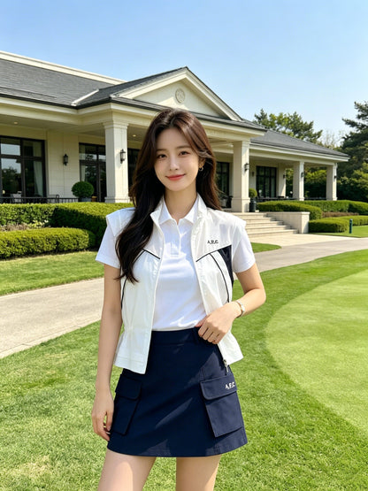 마이골프 / 골프 쿨링 소재 허리조절 스포츠 지퍼 조끼