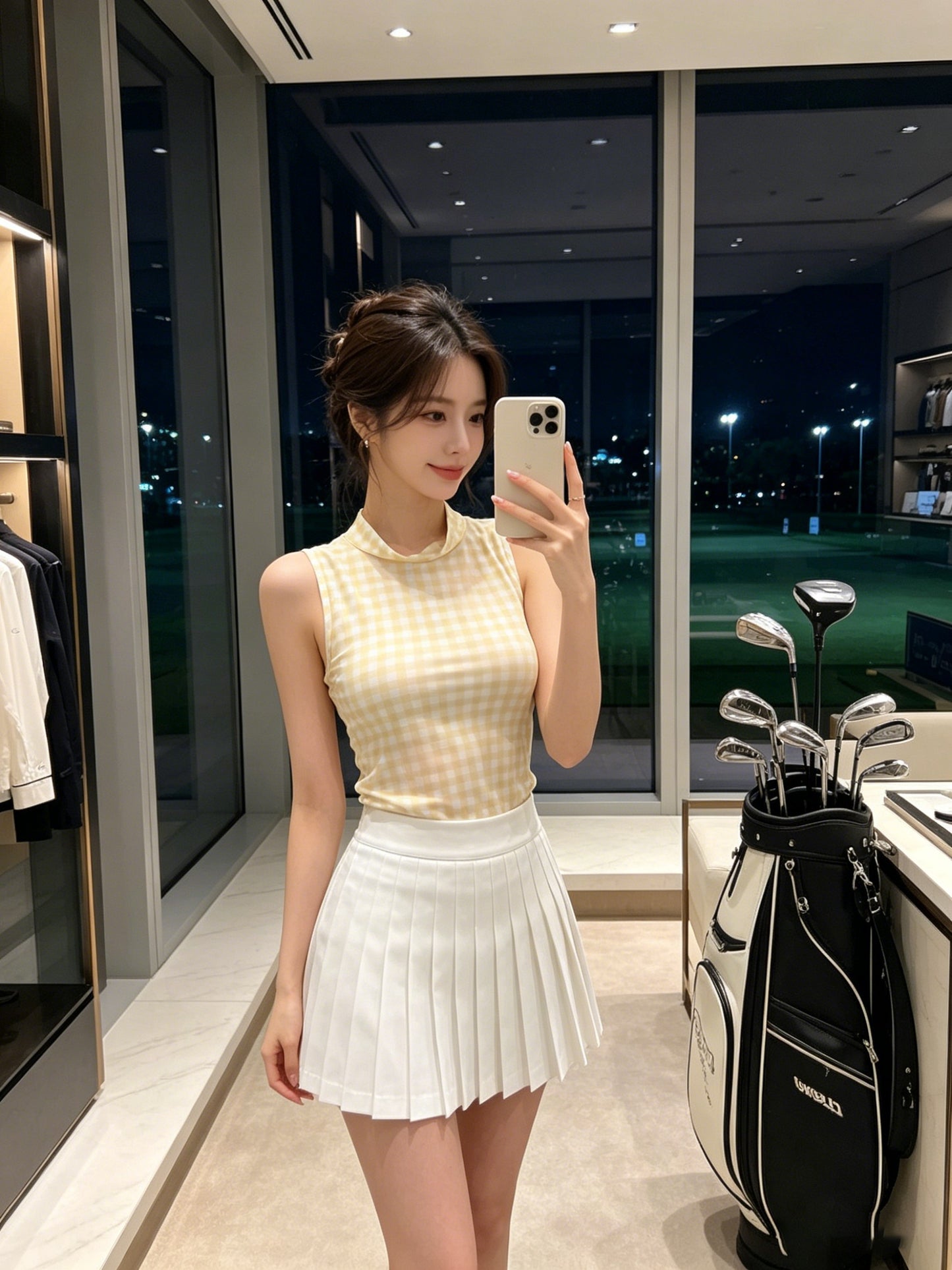 마이골프 / 골프 속건 슬리브리브 스탠칼라 상의