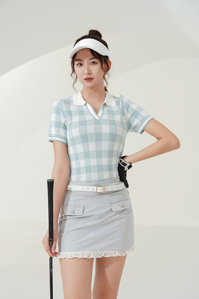 마이골프 / 골프 봄여름 샤넬룩 레이스 프릴 미니 슬림 스커트