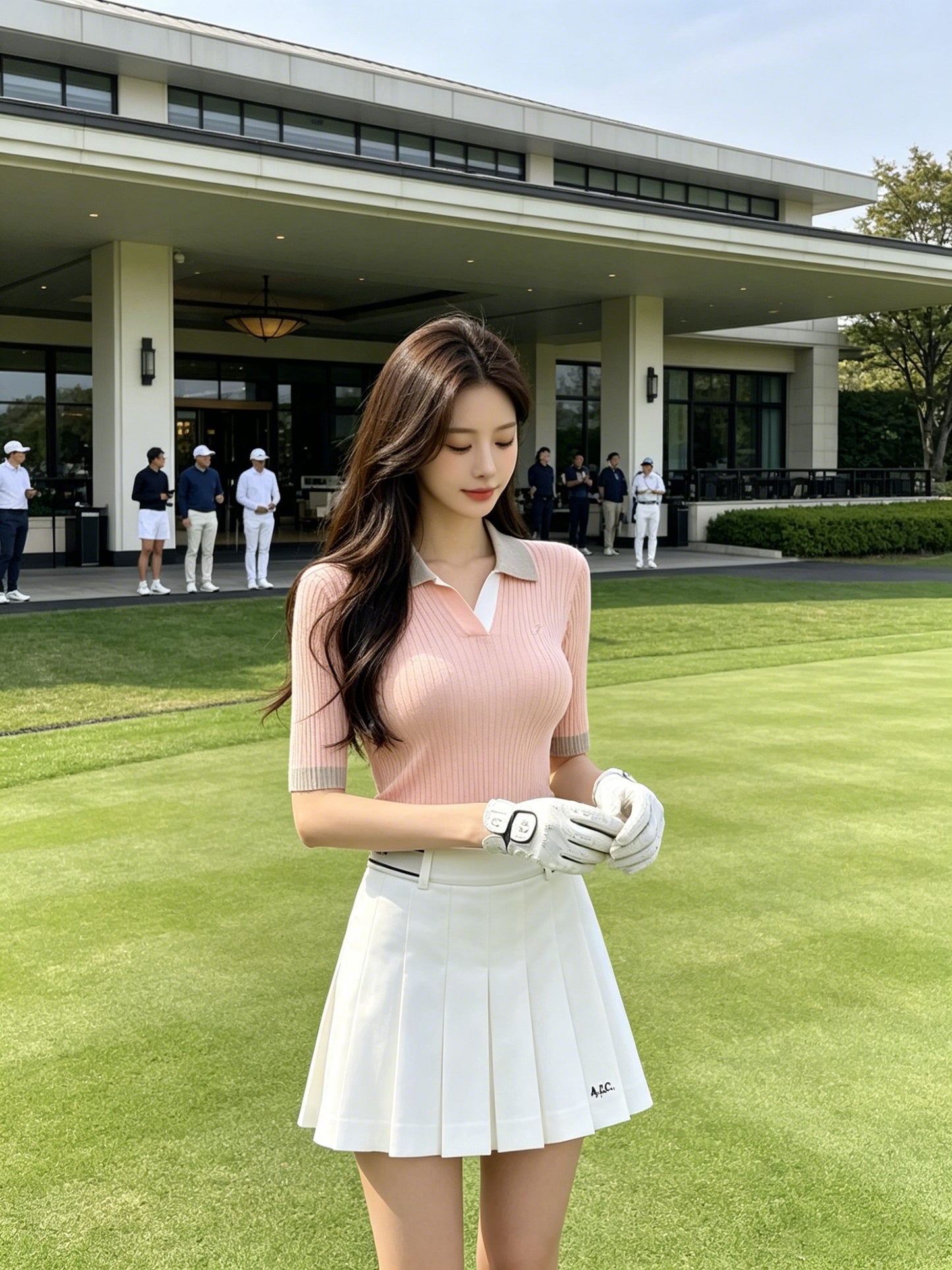 마이골프 / 골프 봄여름 쿨감 컬러대비 골지 니트